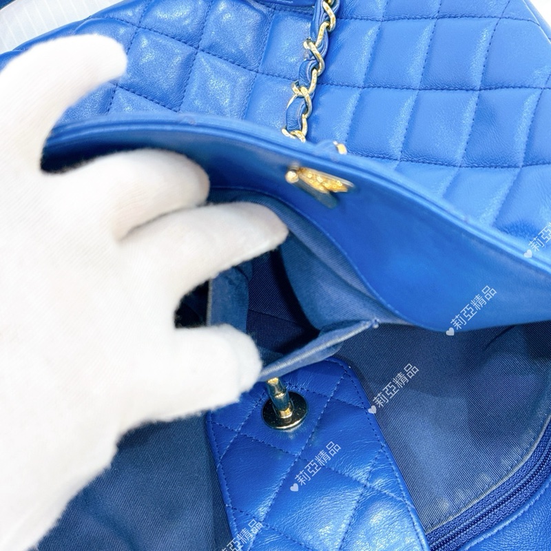 莉亞精品♡Chanel 藍色大托特包 二手美包-6