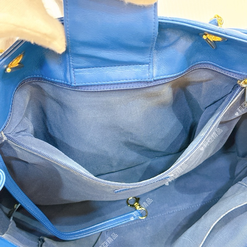 莉亞精品♡Chanel 藍色大托特包 二手美包-7