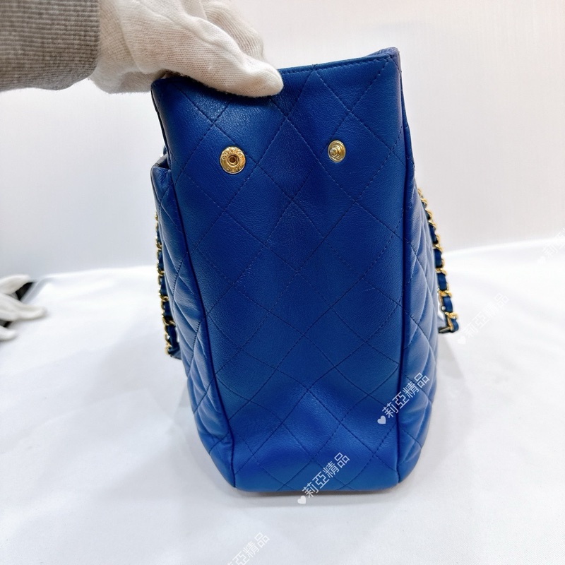 莉亞精品♡Chanel 藍色大托特包 二手美包-9