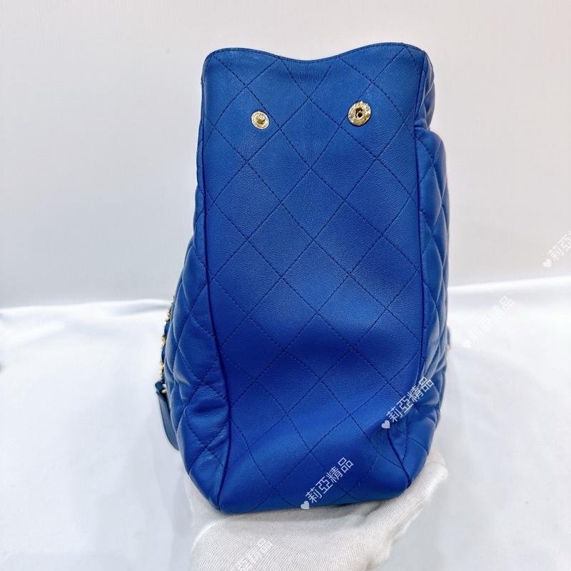 莉亞精品♡Chanel 藍色大托特包 二手美包-10
