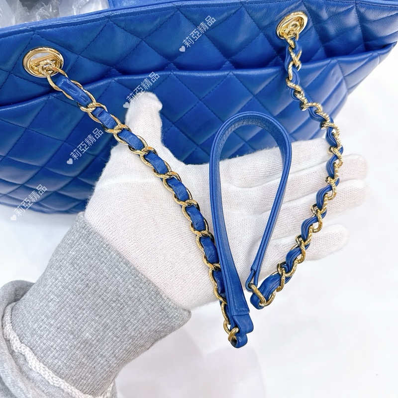 莉亞精品♡Chanel 藍色大托特包 二手美包-12