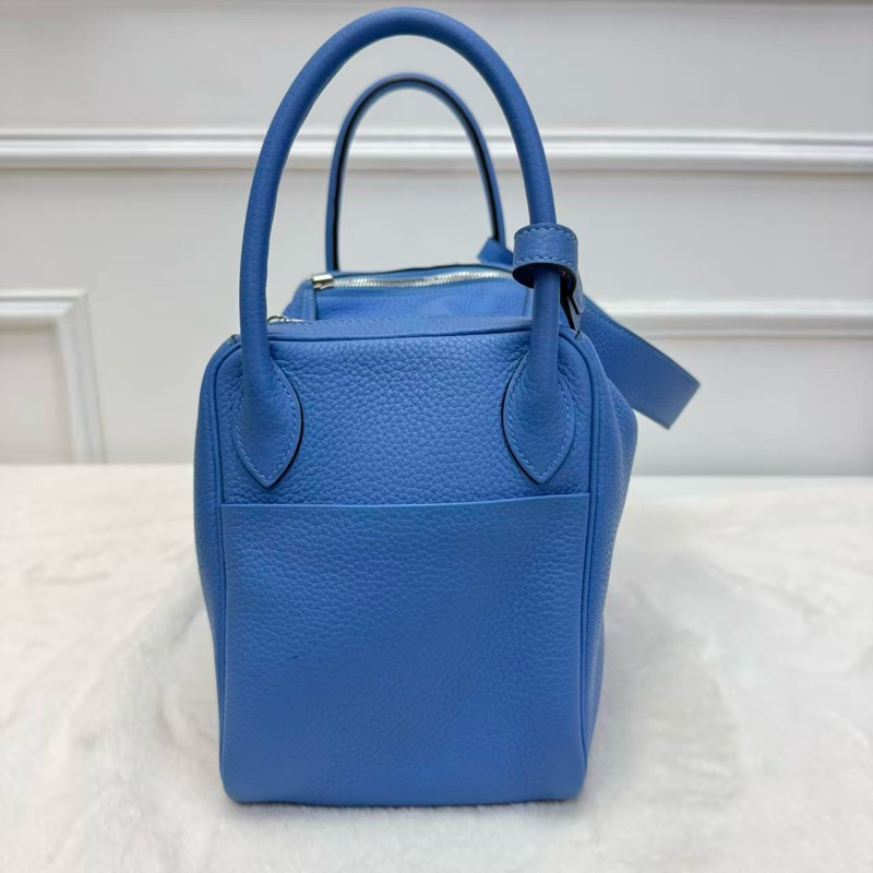 Hermes/愛馬仕 Lindy30 琳迪醫生包 2T/天堂藍 銀扣 牛皮 熱門包款 經典保值款女士手提單肩包-3