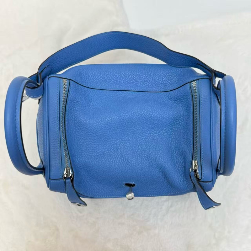 Hermes/愛馬仕 Lindy30 琳迪醫生包 2T/天堂藍 銀扣 牛皮 熱門包款 經典保值款女士手提單肩包-4