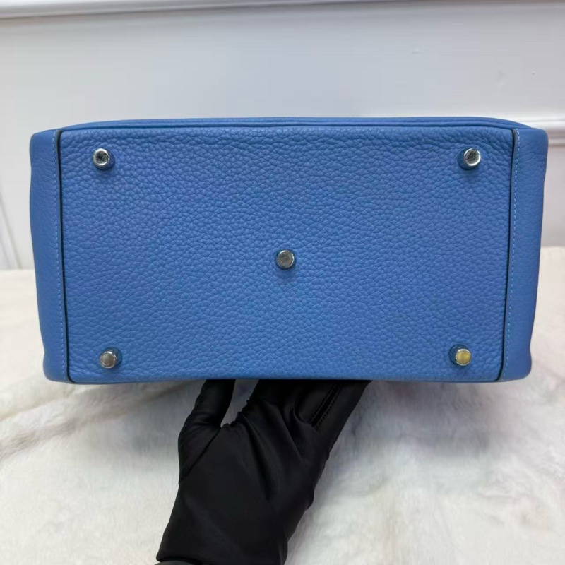 Hermes/愛馬仕 Lindy30 琳迪醫生包 2T/天堂藍 銀扣 牛皮 熱門包款 經典保值款女士手提單肩包-5