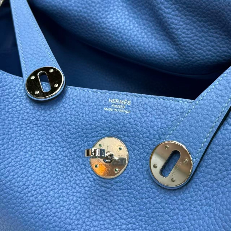 Hermes/愛馬仕 Lindy30 琳迪醫生包 2T/天堂藍 銀扣 牛皮 熱門包款 經典保值款女士手提單肩包-6
