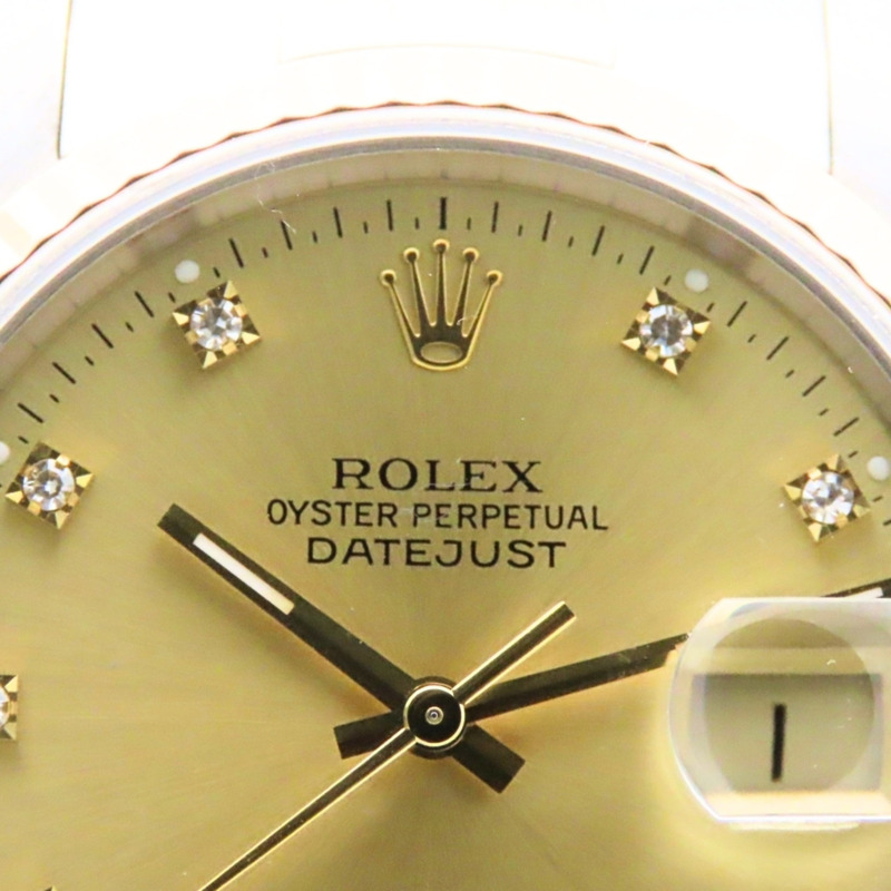 勞力士 Datejust 16233G 不鏽鋼 18K 黃金 老式鑽石 10PD E 字頭男腕錶-6