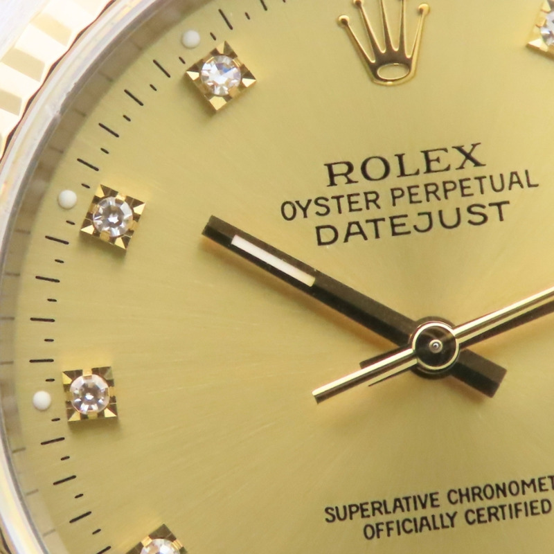 勞力士 Datejust 16233G 不鏽鋼 18K 黃金 老式鑽石 10PD E 字頭男腕錶-8