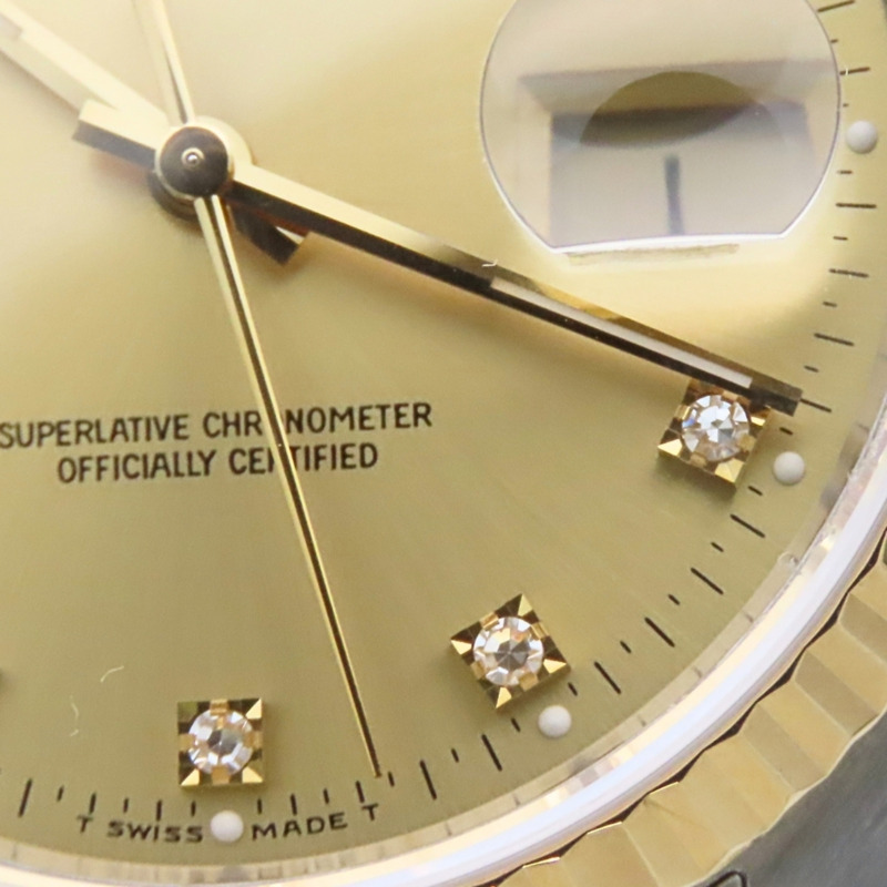 勞力士 Datejust 16233G 不鏽鋼 18K 黃金 老式鑽石 10PD E 字頭男腕錶-9