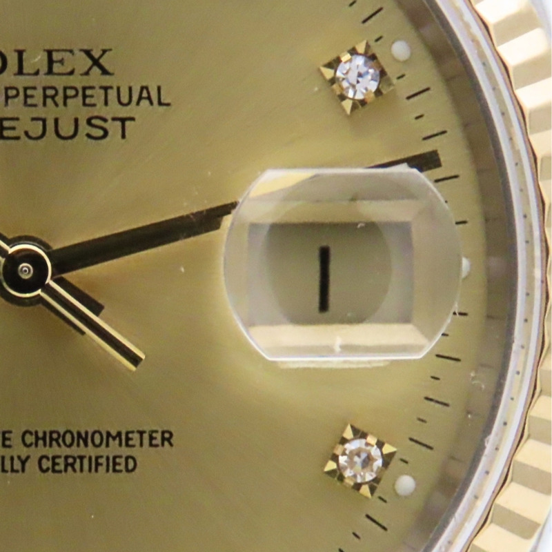 勞力士 Datejust 16233G 不鏽鋼 18K 黃金 老式鑽石 10PD E 字頭男腕錶-10