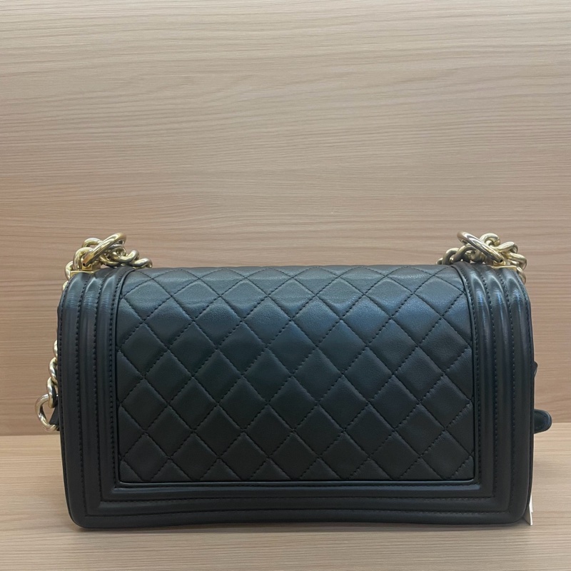 NO:D30 Chanel 香奈兒黑金LEBOY中號 牛皮鏈條包 2015年，20開 有塵袋 無卡 無盒子 尺寸底長25*高15*-1