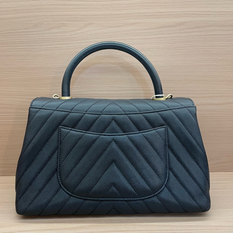 NO:D33 Chanel香奈儿 黑金斜纹荔枝皮 大號 2018年,26開 有塵袋 有卡 無盒子 尺寸底長30*高17*-1