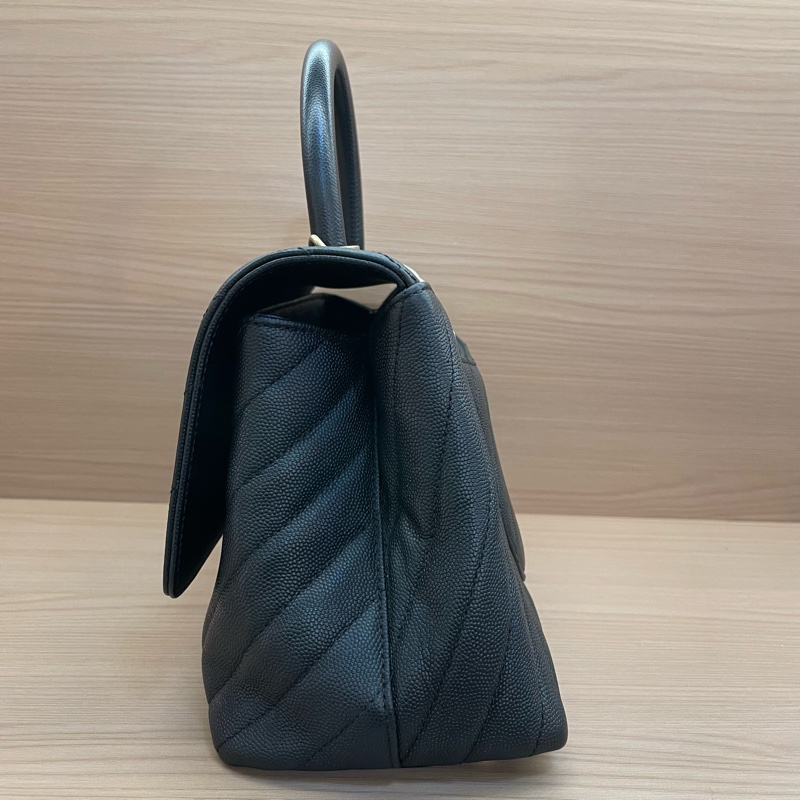 NO:D33 Chanel香奈儿 黑金斜纹荔枝皮 大號 2018年,26開 有塵袋 有卡 無盒子 尺寸底長30*高17*-3