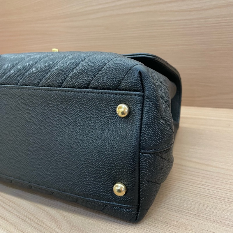 NO:D33 Chanel香奈儿 黑金斜纹荔枝皮 大號 2018年,26開 有塵袋 有卡 無盒子 尺寸底長30*高17*-7