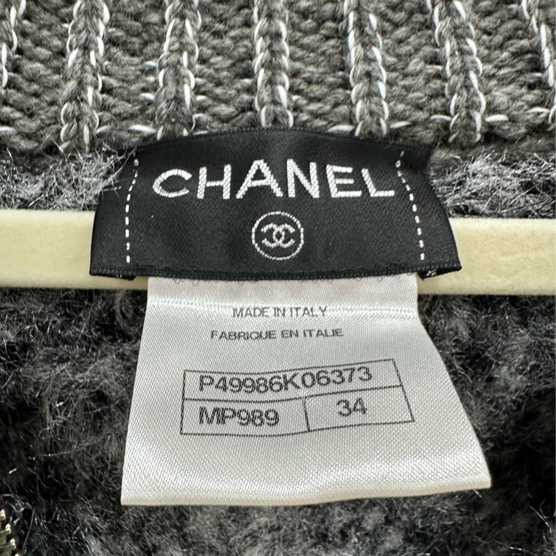 Chanel香奈兒14B灰色毛絨針織外套34碼-2