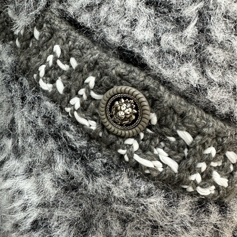 Chanel香奈兒14B灰色毛絨針織外套34碼-4