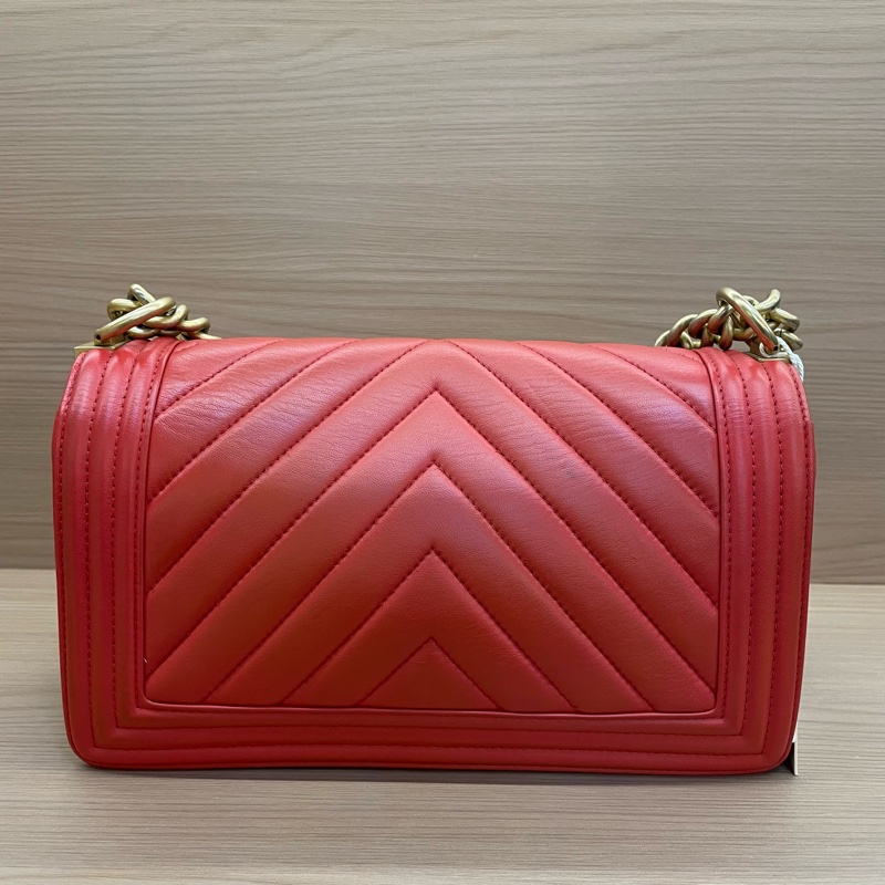 NO:C92 Chanel香奈儿 红金牛皮中號2018年,24開,Leboy V紋鏈條包金扣 有塵袋 無卡 無盒子 尺寸底長25*高15*-1