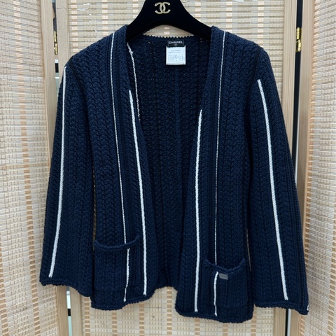 Chanel 香奈兒黑色粗花呢兩口袋上衣外套開襟衫 36碼