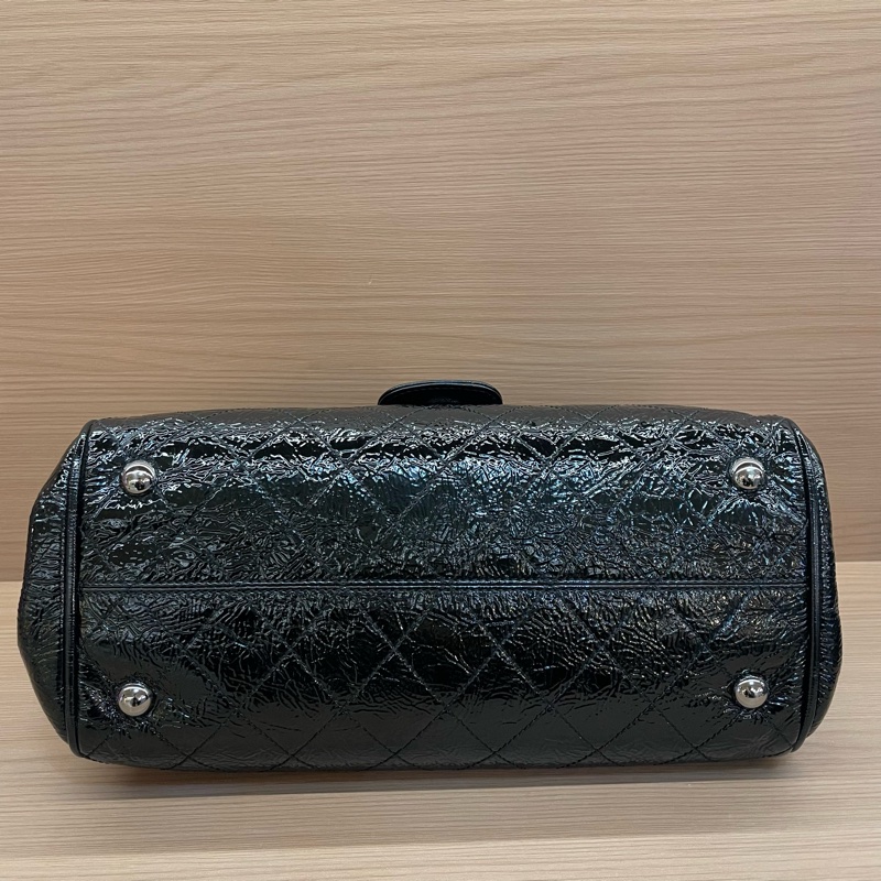 NO:D7 Chanel黑银油蜡皮蛙口cf單肩包2006年10開 有塵袋 無卡無盒子 尺寸底30*高20*寬12*-7