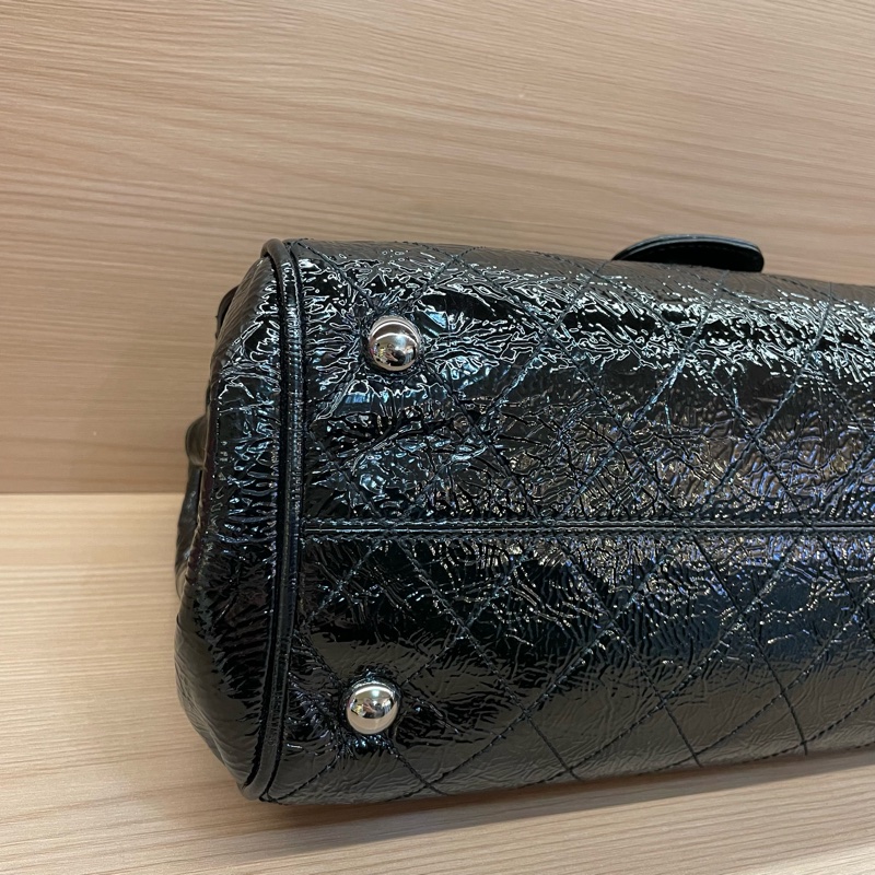 NO:D7 Chanel黑银油蜡皮蛙口cf單肩包2006年10開 有塵袋 無卡無盒子 尺寸底30*高20*寬12*-8