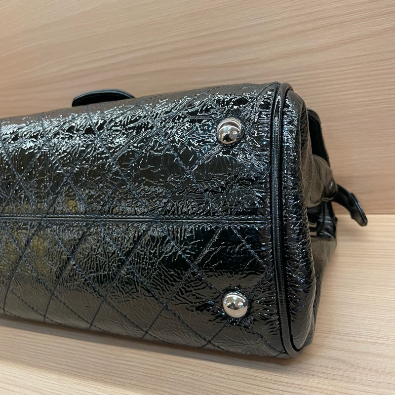 NO:D7 Chanel黑银油蜡皮蛙口cf單肩包2006年10開 有塵袋 無卡無盒子 尺寸底30*高20*寬12*-9