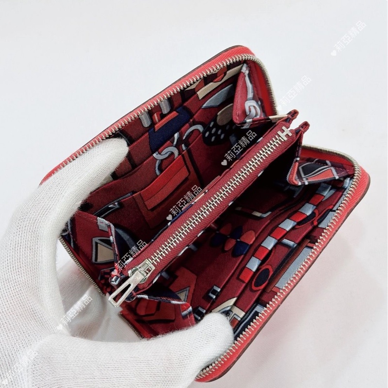 莉亞精品♡ Hermes唇膏粉幾何絲巾短夾 X刻 二手-11