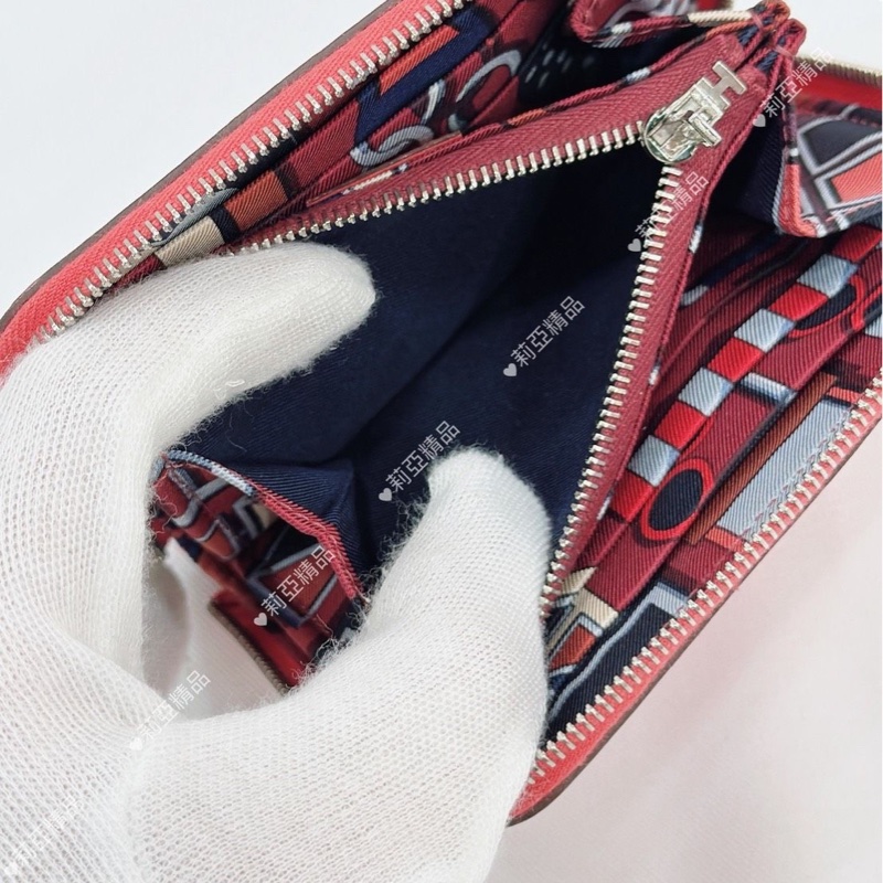 莉亞精品♡ Hermes唇膏粉幾何絲巾短夾 X刻 二手-12