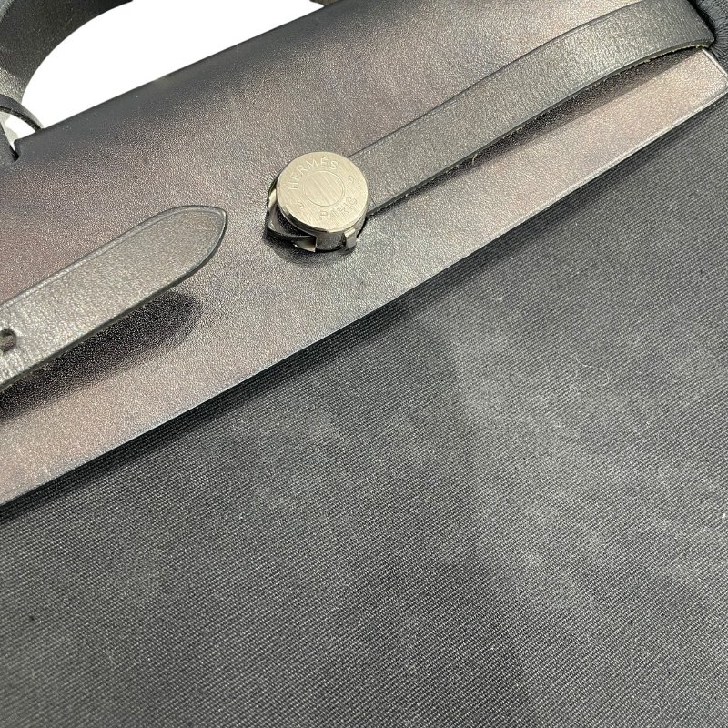 商品名稱 : HERMES 愛馬仕 HERBAG 31 兩用後背包 帆布/皮革 黑色 銀扣-9