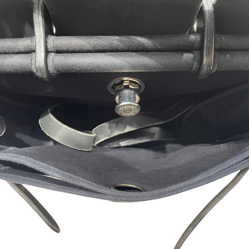 商品名稱 : HERMES 愛馬仕 HERBAG 31 兩用後背包 帆布/皮革 黑色 銀扣-11