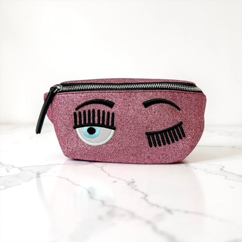 莉亞精品♡ 眨眼亮片粉腰包 二手