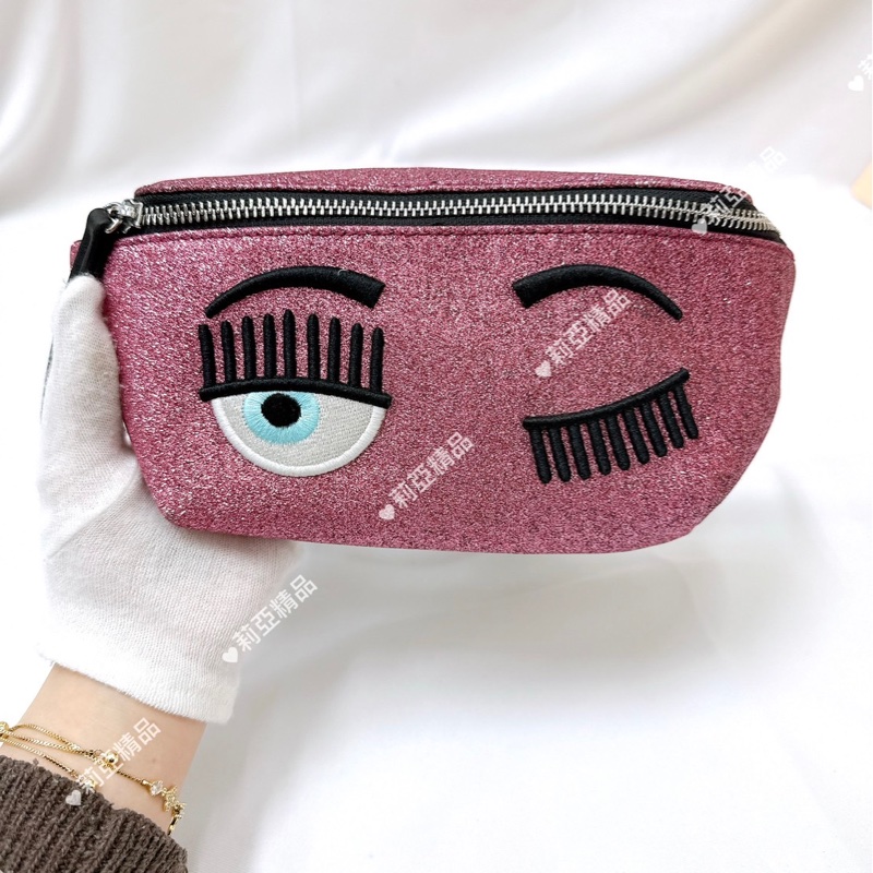 莉亞精品♡ 眨眼亮片粉腰包 二手-4