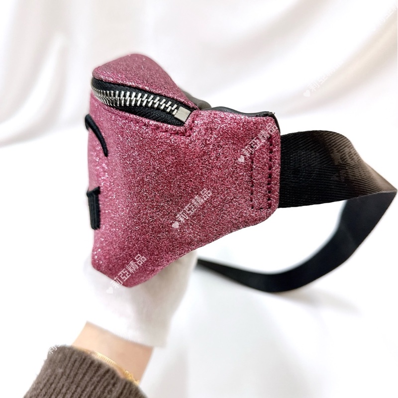 莉亞精品♡ 眨眼亮片粉腰包 二手-6