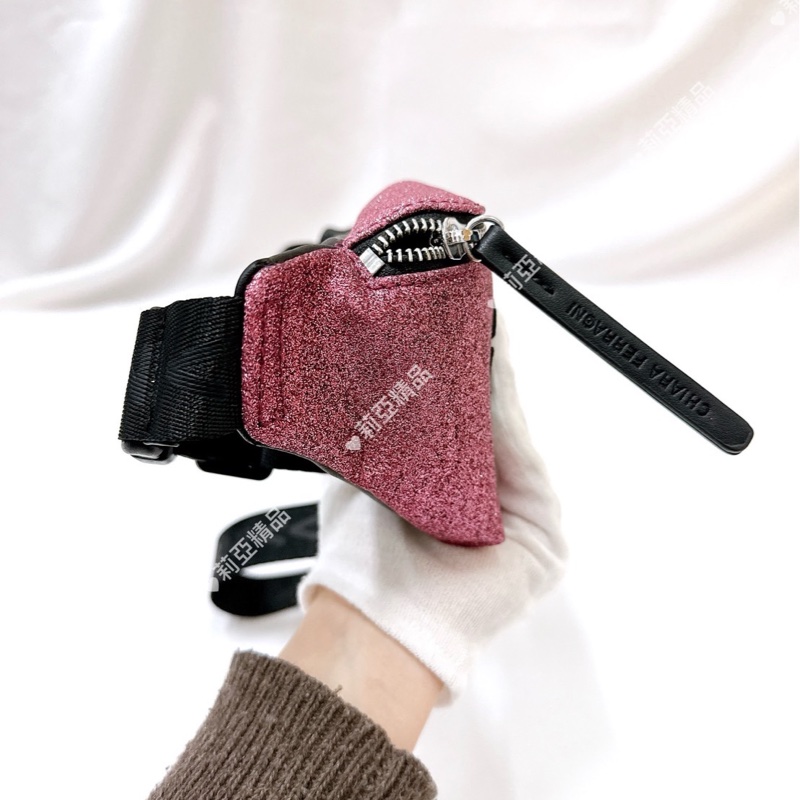 莉亞精品♡ 眨眼亮片粉腰包 二手-7