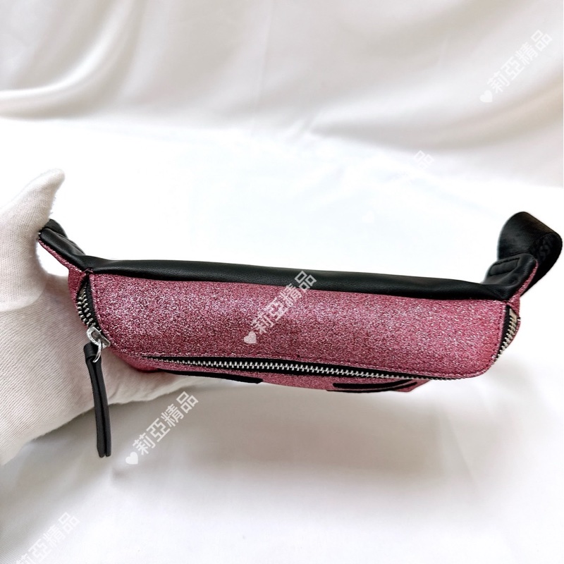 莉亞精品♡ 眨眼亮片粉腰包 二手-10