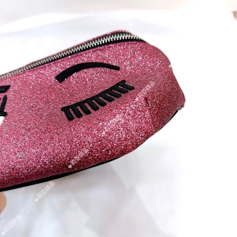 莉亞精品♡ 眨眼亮片粉腰包 二手-13