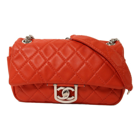CHANEL 羊皮皮革Shoulder Bag銀扣鏈帶肩背袋