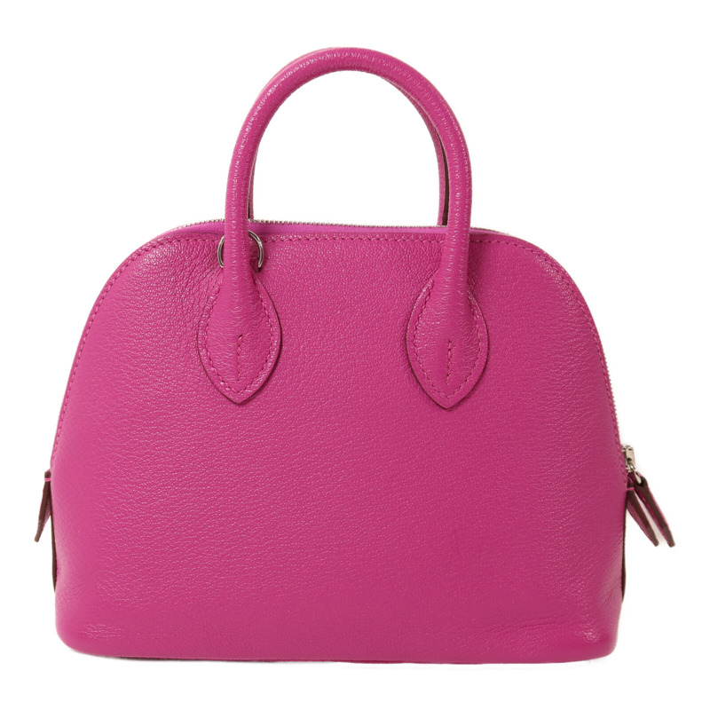 HERMES Chevre皮革Mini Bolide 1923銀扣手挽肩背兩用袋Magnolia-1