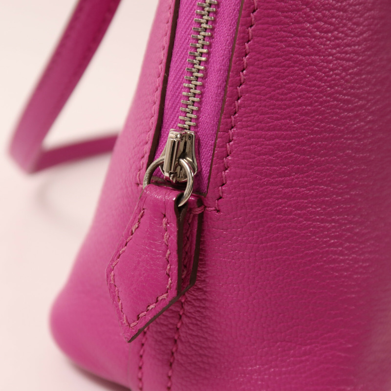 HERMES Chevre皮革Mini Bolide 1923銀扣手挽肩背兩用袋Magnolia-9