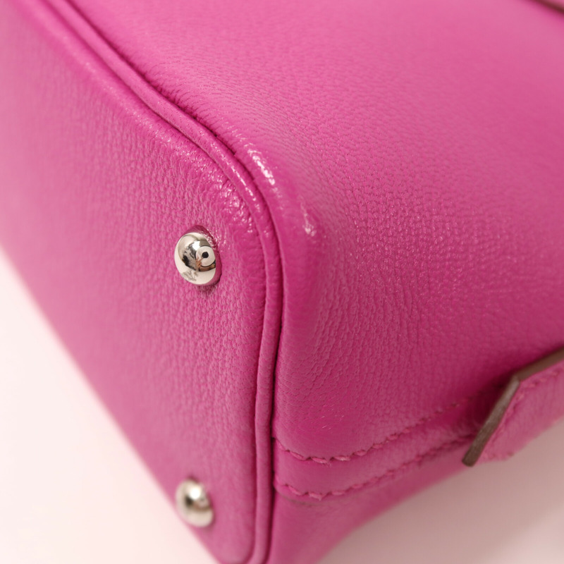 HERMES Chevre皮革Mini Bolide 1923銀扣手挽肩背兩用袋Magnolia-11