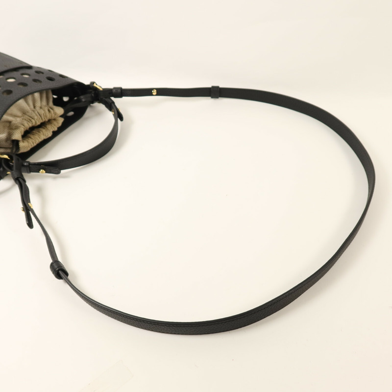 Delvaux 牛皮皮革/帆布Pin Mini Bucket Airess金扣手挽肩背兩用袋-8