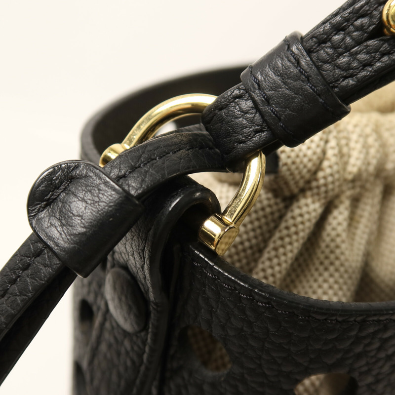 Delvaux 牛皮皮革/帆布Pin Mini Bucket Airess金扣手挽肩背兩用袋-10