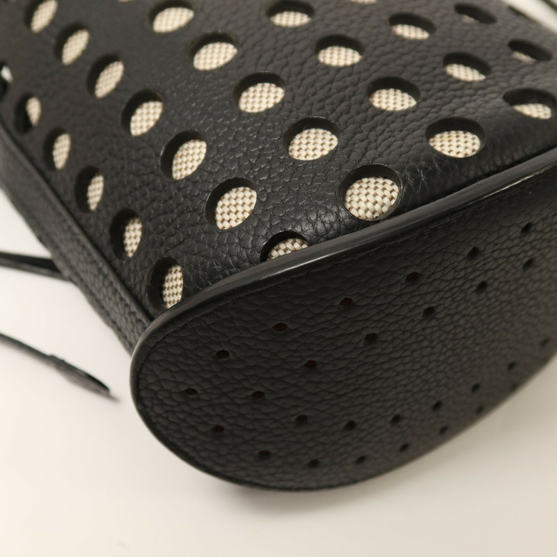 Delvaux 牛皮皮革/帆布Pin Mini Bucket Airess金扣手挽肩背兩用袋-11