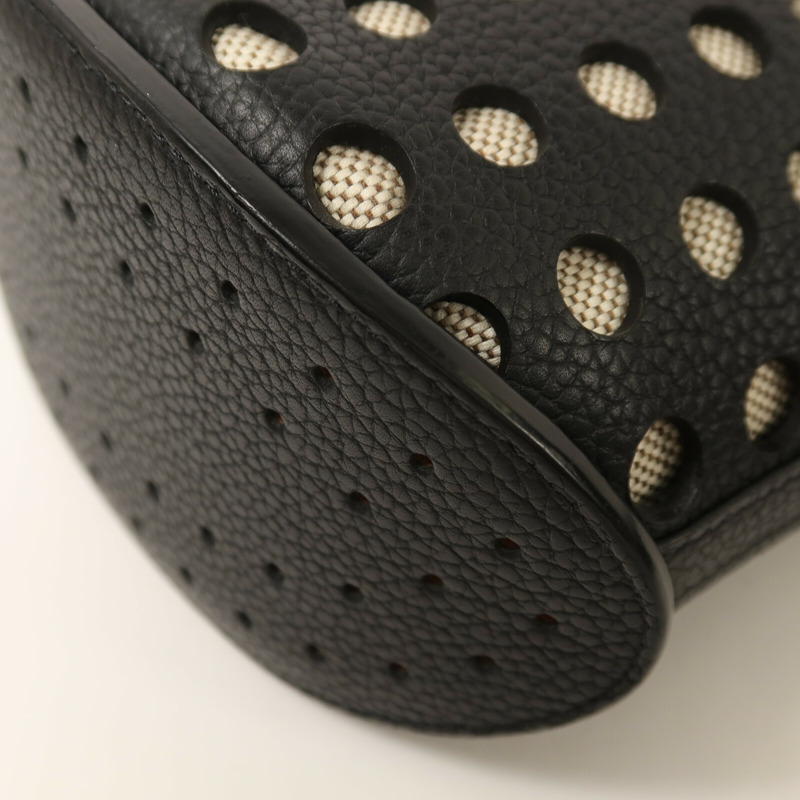 Delvaux 牛皮皮革/帆布Pin Mini Bucket Airess金扣手挽肩背兩用袋-12