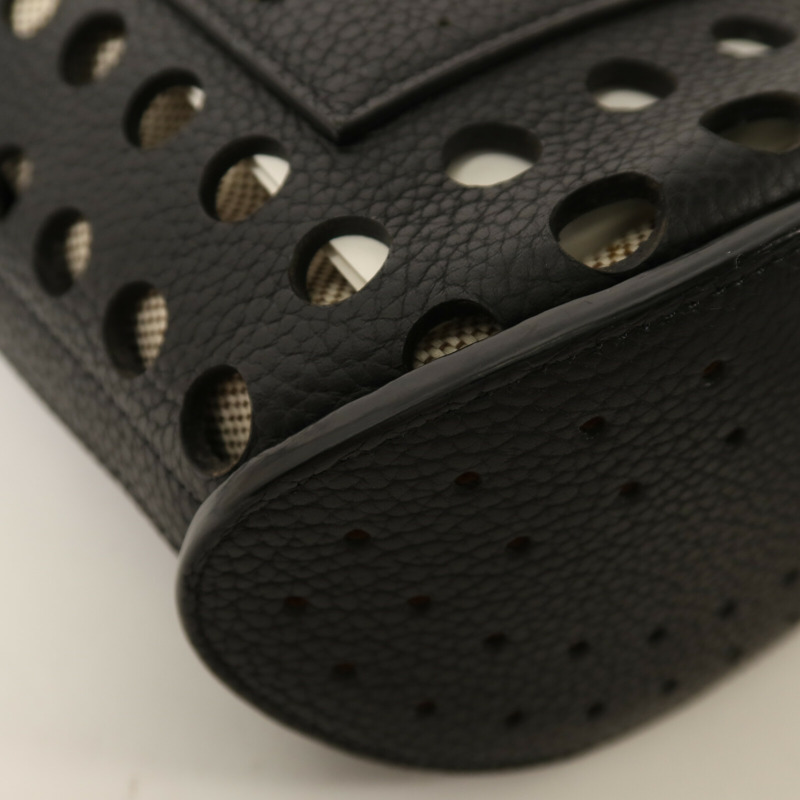 Delvaux 牛皮皮革/帆布Pin Mini Bucket Airess金扣手挽肩背兩用袋-13