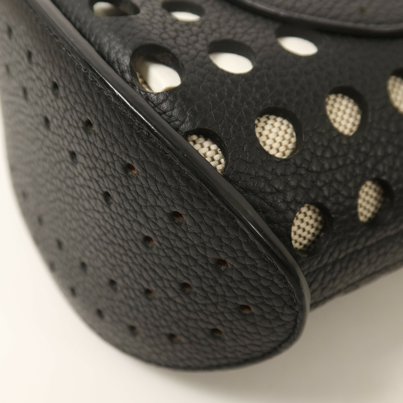 Delvaux 牛皮皮革/帆布Pin Mini Bucket Airess金扣手挽肩背兩用袋-14