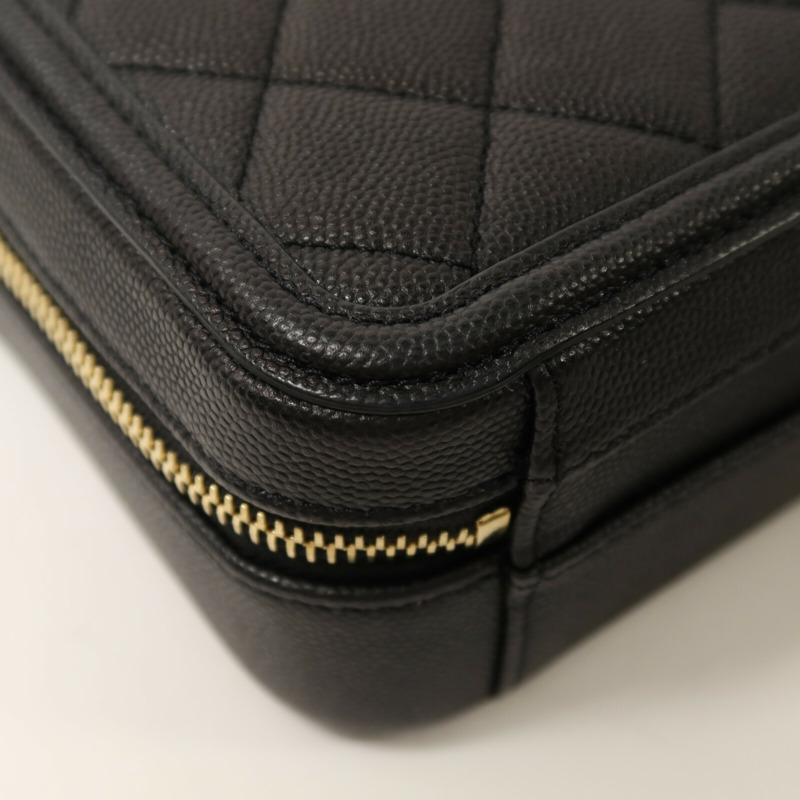 CHANEL 牛皮皮革Vanity Case Small金扣鏈帶手挽肩背兩用袋-12