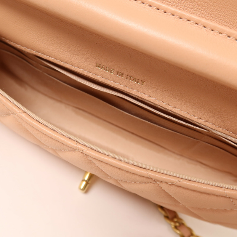 CHANEL 牛皮皮革Chain Shoulder金扣鏈帶肩背袋-4