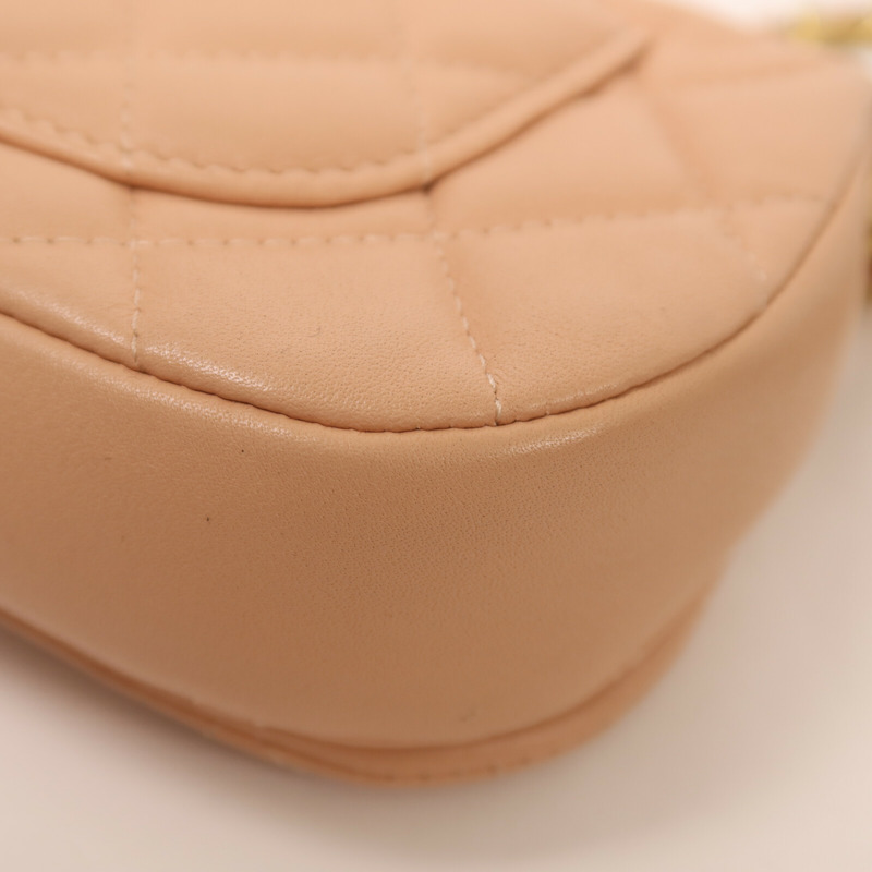 CHANEL 牛皮皮革Chain Shoulder金扣鏈帶肩背袋-14