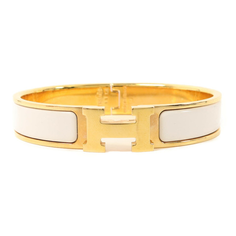 HERMES 金屬/琺瑯Clic H手鐲Blanc