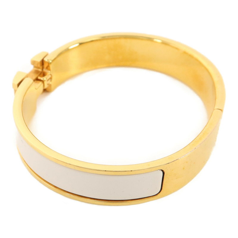 HERMES 金屬/琺瑯Clic H手鐲Blanc-1