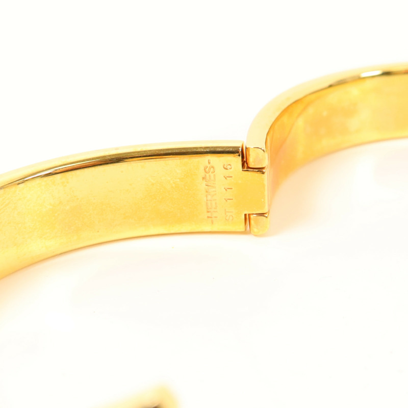 HERMES 金屬/琺瑯Clic H手鐲Blanc-8